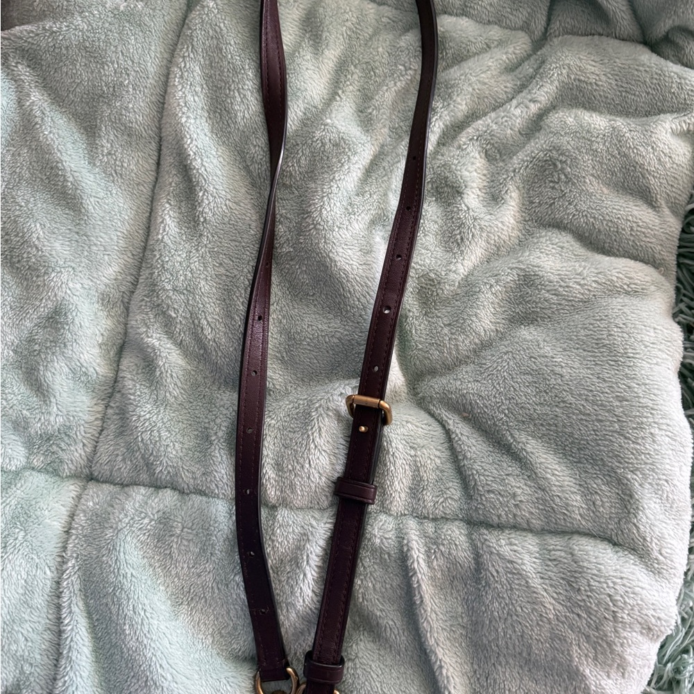 Coach Adjustable Dark Brown/maroon Leather Bag Strap with Gold Hardware